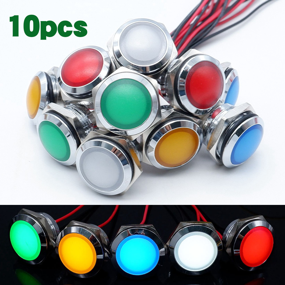 Signal Panel Orange - 10 peças 12/16/19/22mm metal led luz